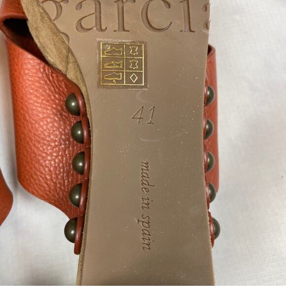 Pedro García Nena Chutney Crisscross Leather Peep Toe Slide Clog Sandals Sz 41 - Picture 10 of 11